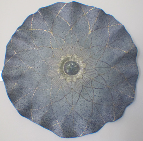 "Antique Water Lily", Pyrite Sun 7 M/M wall sculpture, 28" x 2" : Wall Sculpture : Fossil and organic mixed media sculpture by Lee Brotherton